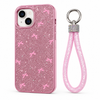 iPhone 14 Glitter Bow Case With Strap Lanyard Cover