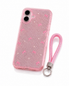 iPhone 16 Plus Glitter Bow Case With Strap Lanyard Cover