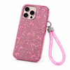 iPhone 14 Pro Glitter Bow Case With Strap Lanyard Cover