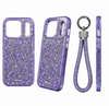 iPhone 17 Pro Lavender Glitter Phone Case with Wrist Strap Shockproof Slim Protective Cover Anti Scratch Raised Edge Case