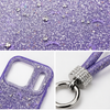 iPhone 17 Pro Lavender Glitter Phone Case with Wrist Strap Shockproof Slim Protective Cover Anti Scratch Raised Edge Case