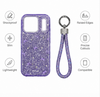iPhone 17 Pro Lavender Glitter Phone Case with Wrist Strap Shockproof Slim Protective Cover Anti Scratch Raised Edge Case