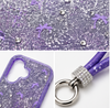 iPhone 17 Lavender Glitter Phone Case with Wrist Strap Shockproof Slim Protective Cover Anti Scratch Raised Edge Case