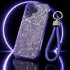 iPhone 17 Lavender Glitter Phone Case with Wrist Strap Shockproof Slim Protective Cover Anti Scratch Raised Edge Case