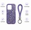 iPhone 15 Plus Lavender Glitter Phone Case with Wrist Strap Shockproof Slim Protective Cover Anti Scratch Raised Edge Case