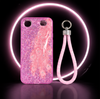 Luxury Pink Glitter Feather Wrist Strap Shockproof Phone Case for iPhone 17 Air