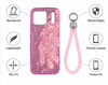 Luxury Pink Glitter Feather Wrist Strap Shockproof Phone Case for iPhone 17 Pro