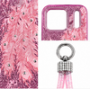 Luxury Pink Glitter Feather Wrist Strap Shockproof Phone Case for iPhone 17 Pro