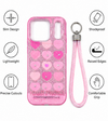 iPhone 17 Pro Pink Glitter Heart Wrist Strap Shockproof Protective Case Cover