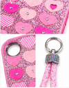 iPhone 17 Air Pink Glitter Heart Wrist Strap Slim Protective Case Cover