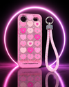 iPhone 17 Air Pink Glitter Heart Wrist Strap Slim Protective Case Cover