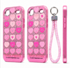iPhone 17 Air Pink Glitter Heart Wrist Strap Slim Protective Case Cover