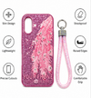 Luxury Pink Glitter Feather Wrist Strap Shockproof Phone Case for iPhone 16 Plus