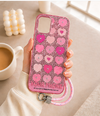 iPhone 16 Pro Pink Glitter Heart Glitter Strap Shockproof Case Cover