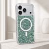 Green glitter MagSafe iPhone 17 Pro case in a lifestyle setting