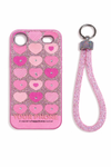 Pink glitter heart wrist strap case for iPhone Air, exact empty case view