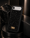 Black non-MagSafe rhinestone case for iPhone 17 Air - angled lifestyle view