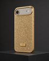 Gold non-MagSafe rhinestone case for iPhone 17 Air - angled studio view